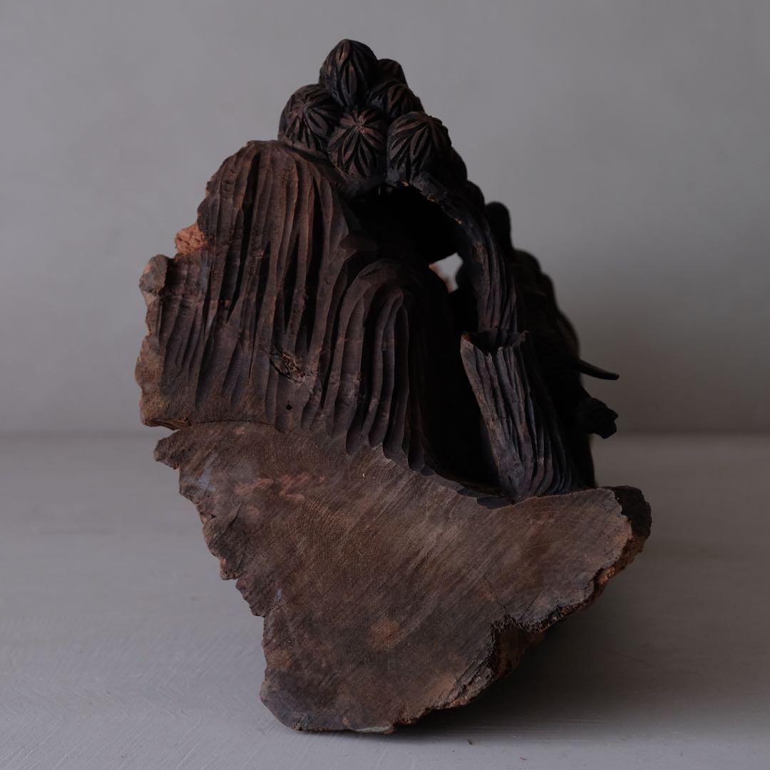 象の木彫　彫刻 オブジェ アート 芸術 美術 古道具 アンティーク 骨董