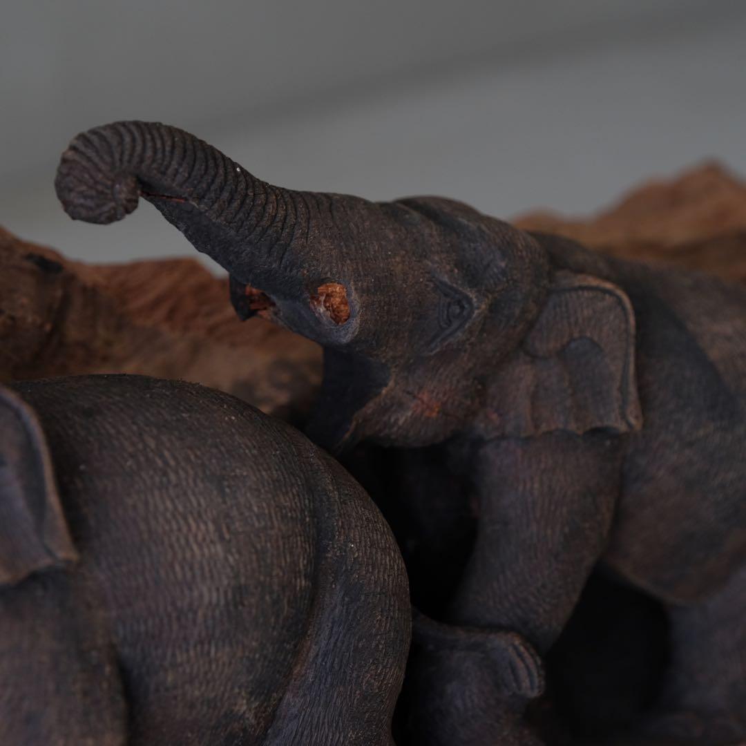 象の木彫　彫刻 オブジェ アート 芸術 美術 古道具 アンティーク 骨董