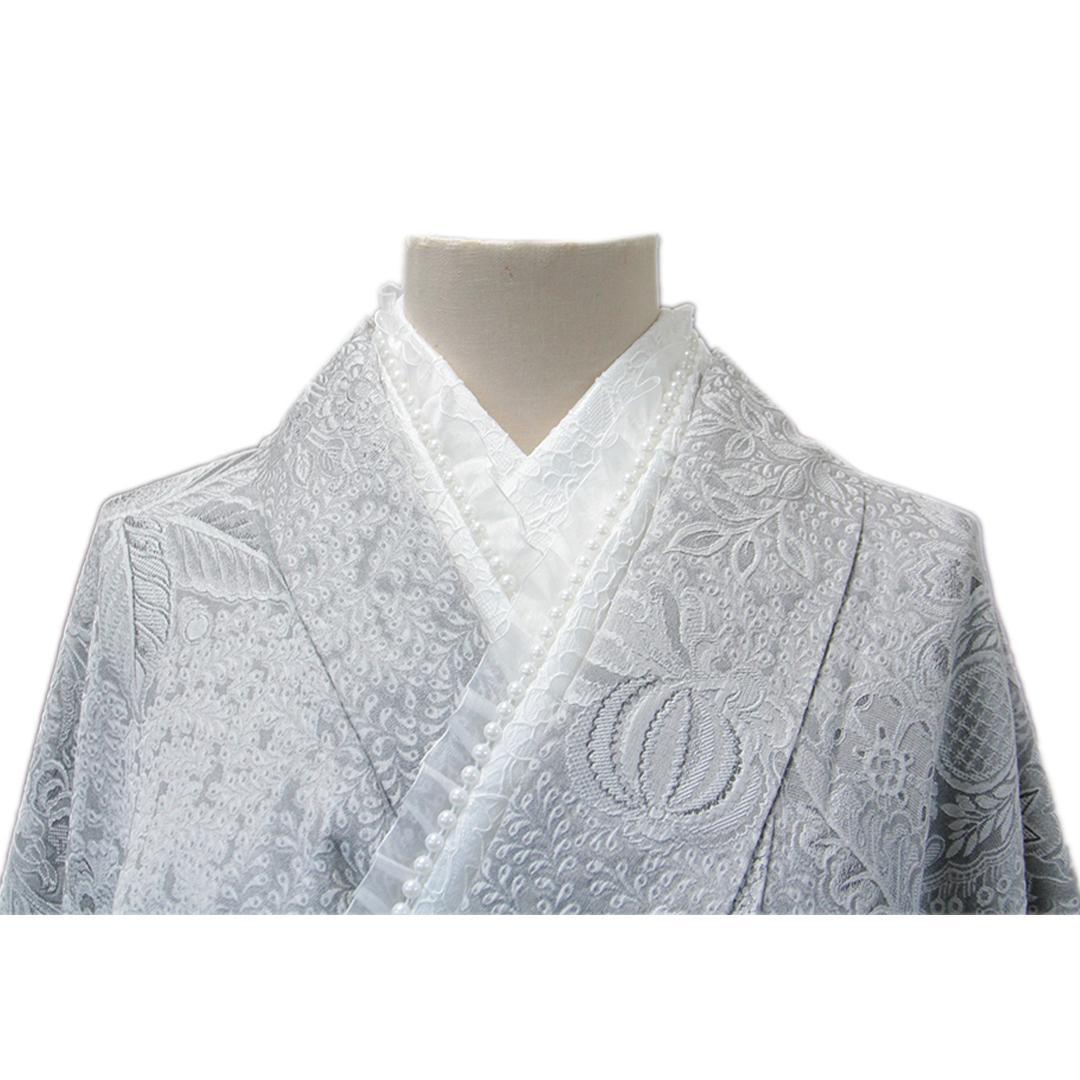 状態良好人気グレー×白帯成人式振袖8点セットフルセットくすみベロア帯揚げOY21