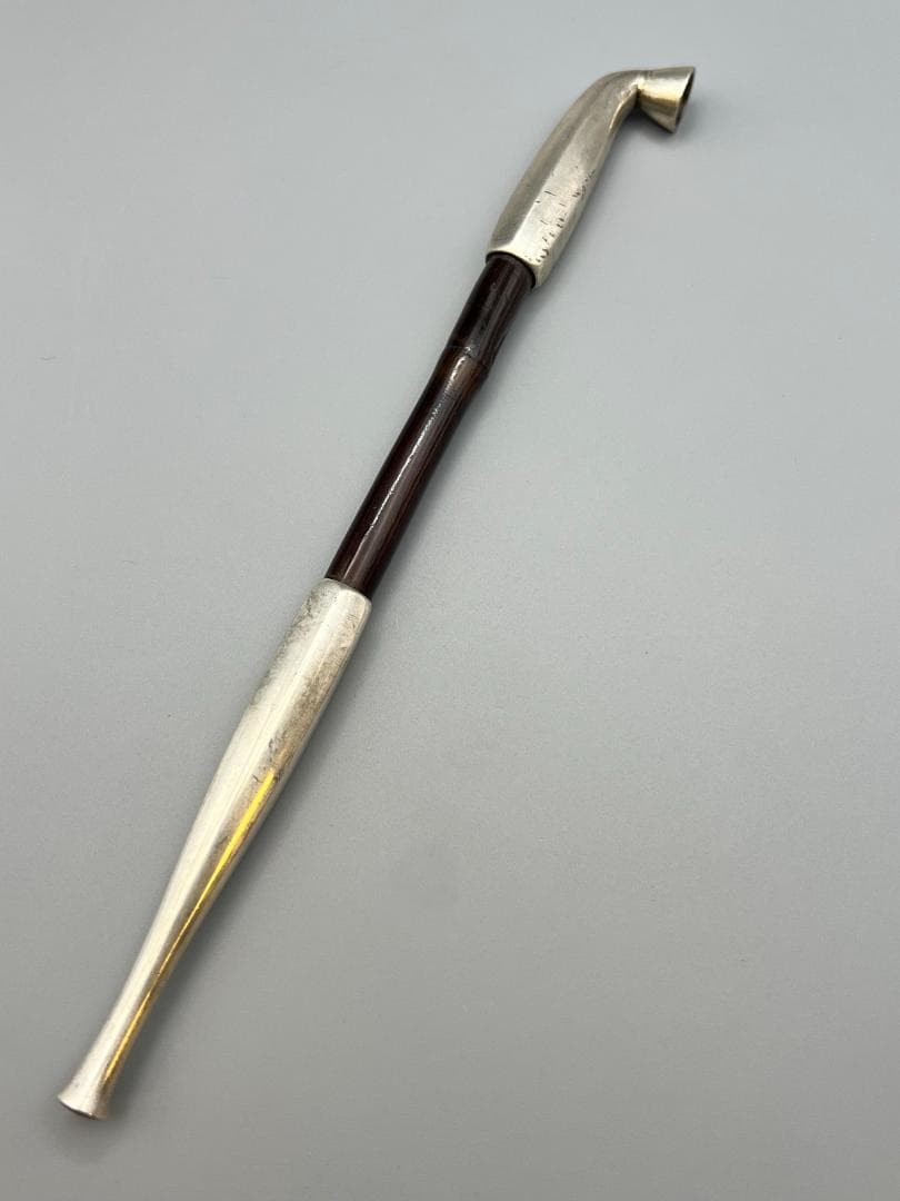 【海】純銀煙管　六角形　キセル　純刻印　銀細工　アンティーク　重量約48.8g