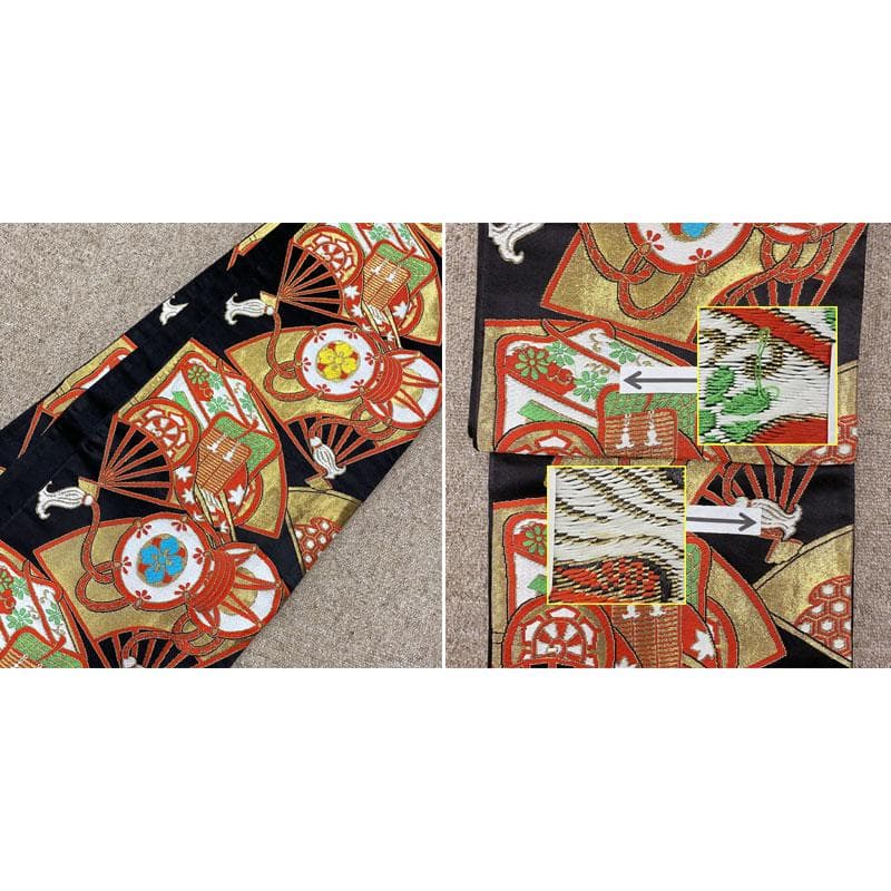 506ag67◎七五三 七歳 女児 セミアンティーク 着物&袋帯 総柄 蝶 花◎