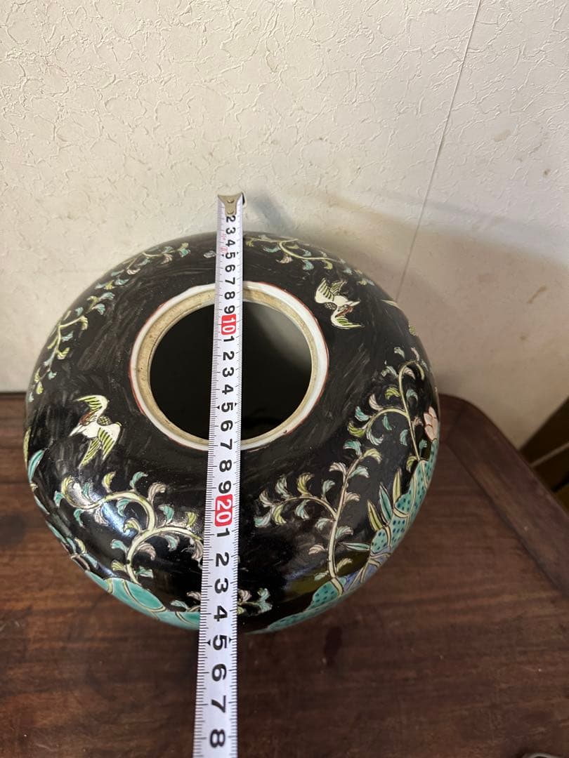 中国　五彩　粉彩　染付　壺　蓮鴨図　古美術　アンティーク　時代物