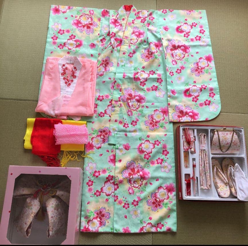 七五三 7歳　着物、髪飾り(勝山かんざし、かのこ)セット