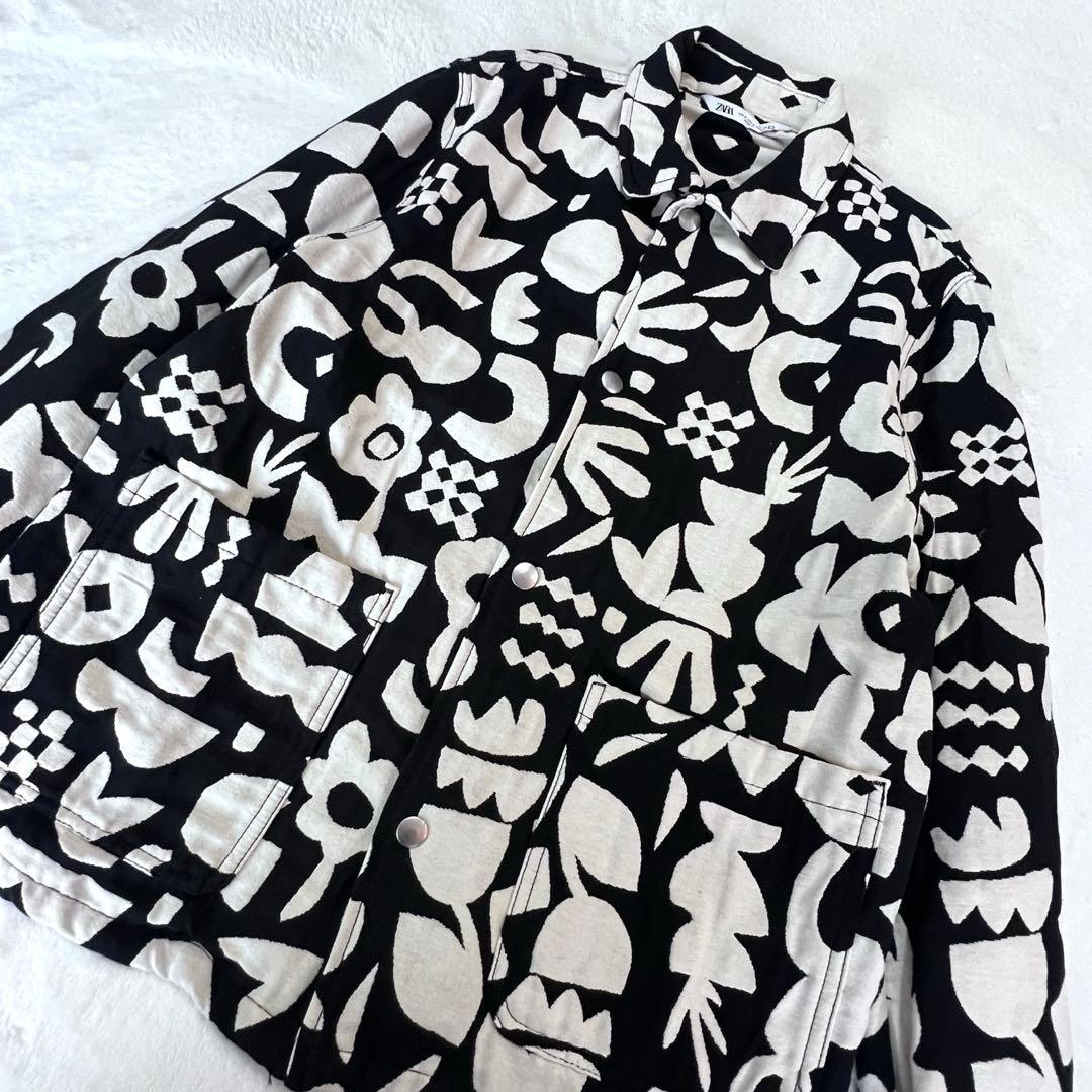 【希少】ZARA 赤西仁着用ジャケット 白黒 総柄 メンズM