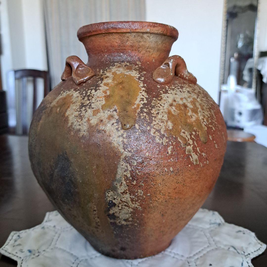 信楽焼 壺　紫泥壷 花瓶 仁斉作