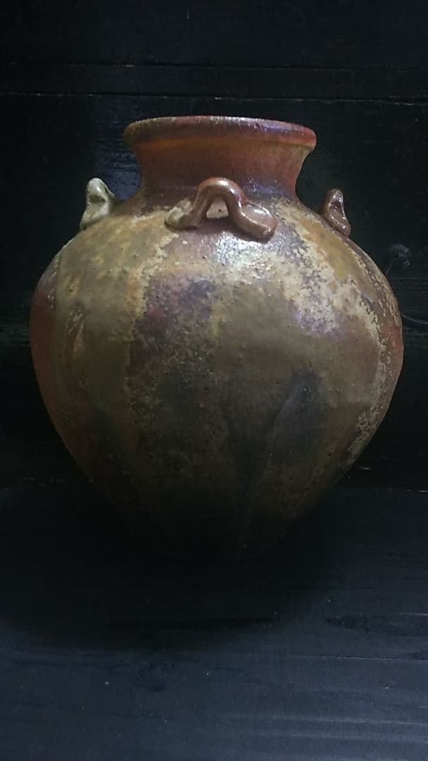 信楽焼 壺　紫泥壷 花瓶 仁斉作