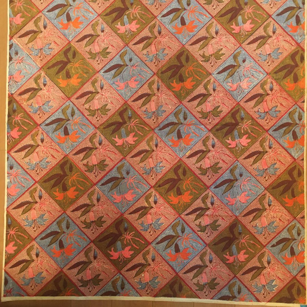 古布 ジャワ更紗（バティック）戦前 プカロンガン 菱ユリ紋