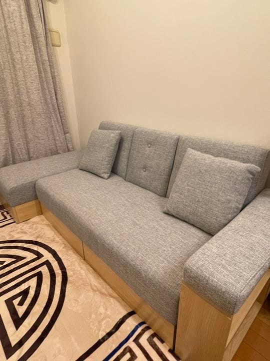 送料込み！美品モダンデコ2人〜3人掛け収納付き多機能ソファベッド　ベージュ