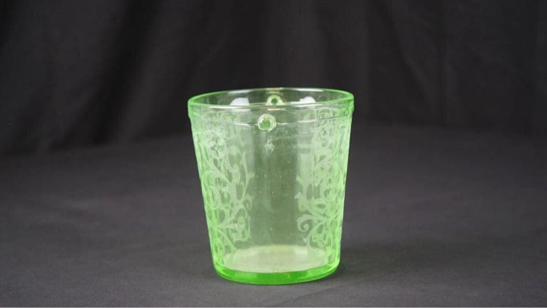 ウランガラス 洋風 唐草花文 アイスペール バケツ アール・デコ