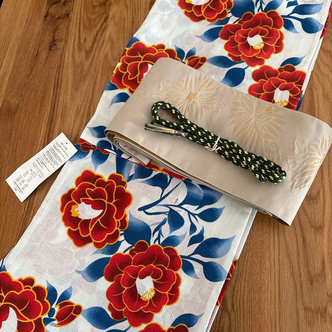 浴衣セット☆新品☆花柄☆大人☆綿麻