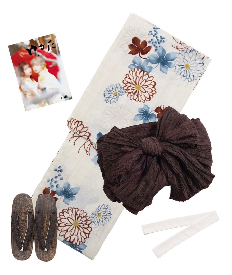 浴衣セット(ゆかた•兵児帯•下駄•着付け本•腰ひも)