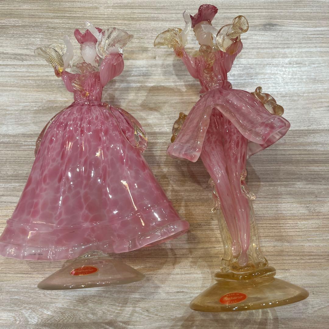 MURANOムラーノベネチアドールペアベネチアンガラス置物人形