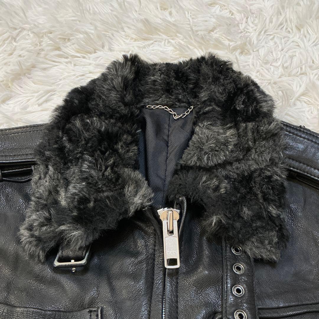 美品⭐︎アバハウス シングルライダース ボアレザージャケット 本革 山羊革 M 黒