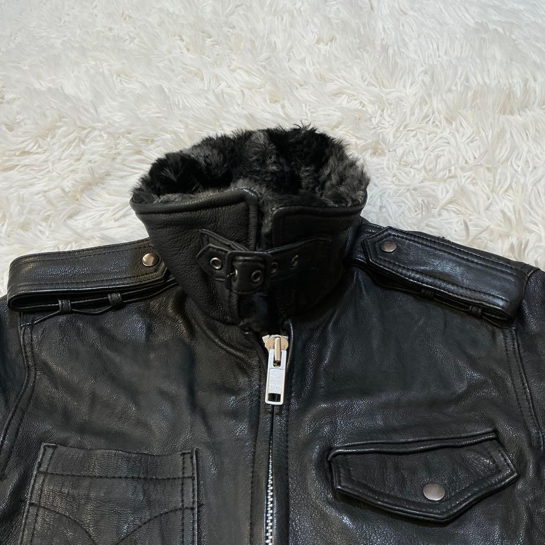 美品⭐︎アバハウス シングルライダース ボアレザージャケット 本革 山羊革 M 黒