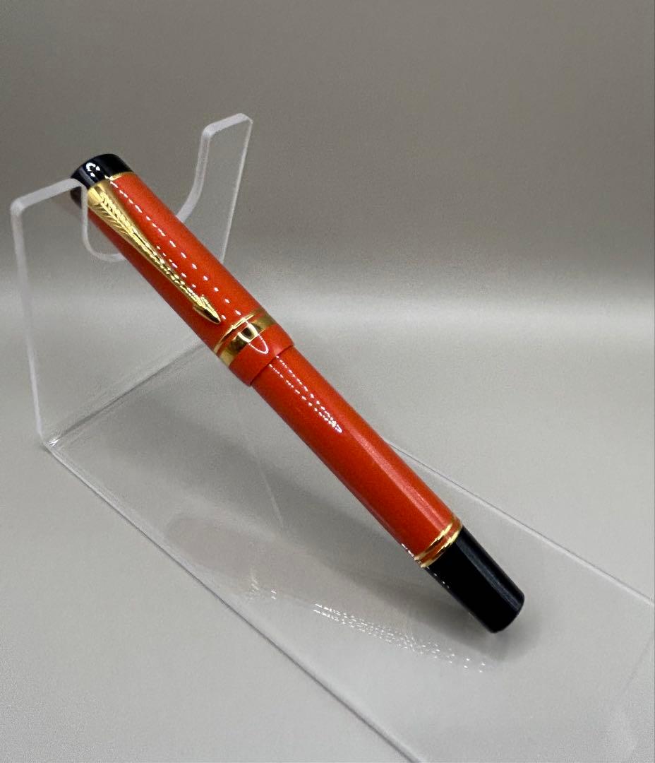 【希少】Parkerデュオフォールド 万年筆 ペン先K18 1990年オレンジ
