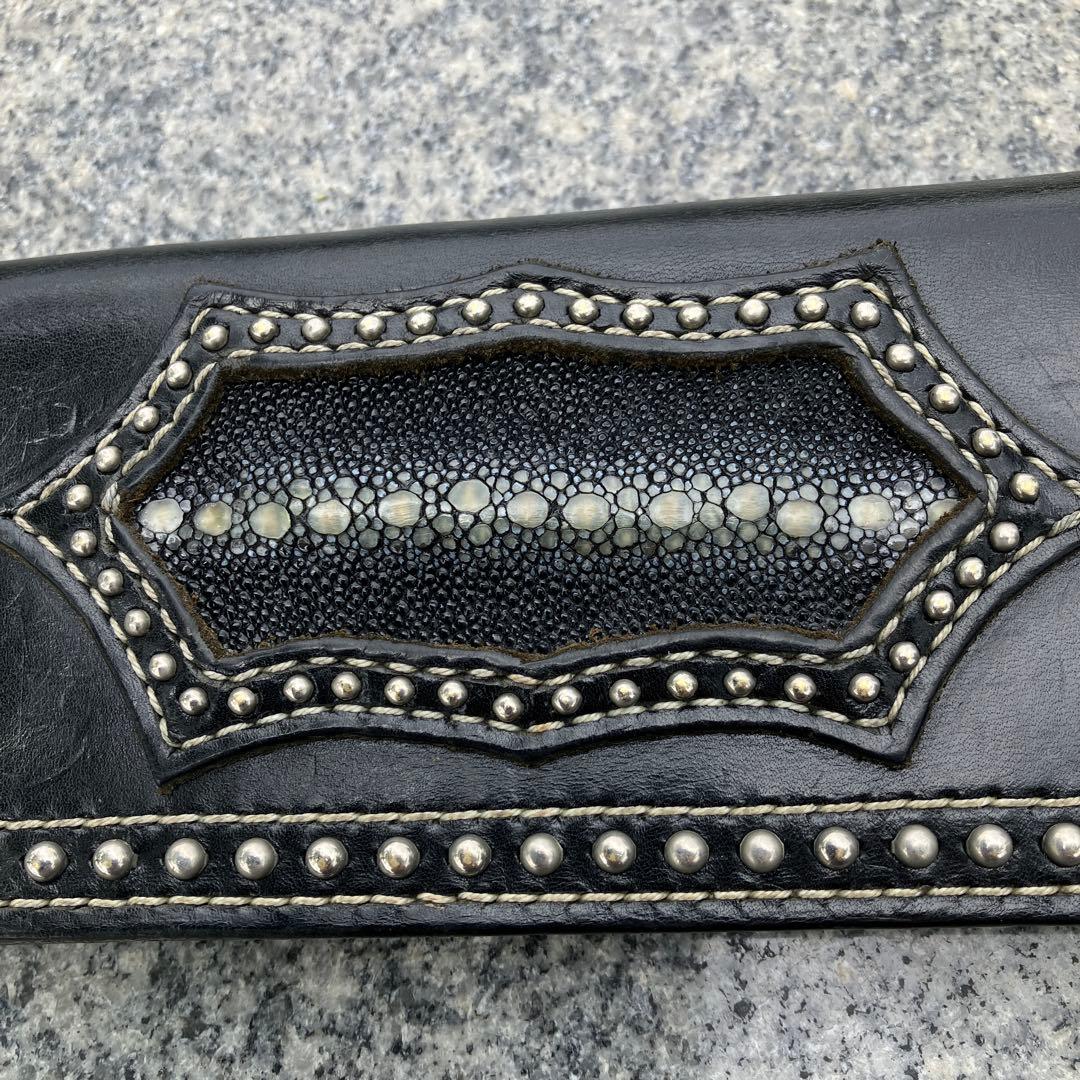 パイソン×スティングレイ　レザー バイカー　ウォレット　特注　アイアンクロス