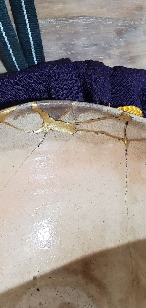 茶道具　時代物　古萩焼のお茶碗　金継　骨董品、美術品