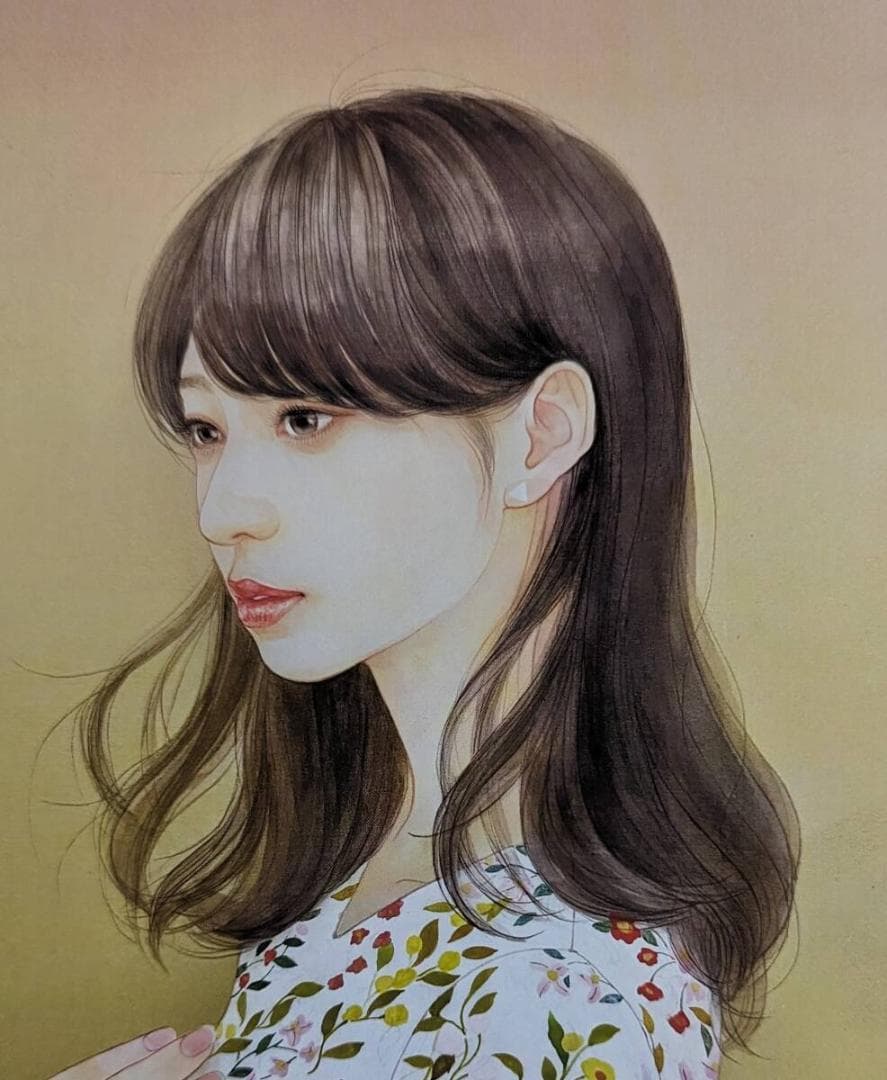 松原亜実、「ものおもい」、希少画集・額装画、日本製・新品額縁にて額装致します
