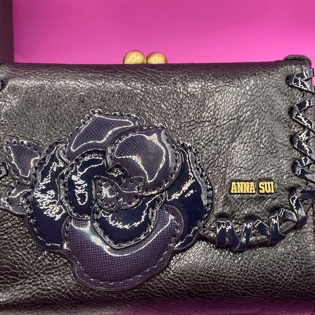 【新品】定価22000円アナスイ財布ブラック★ルビーがま口二つ折り
