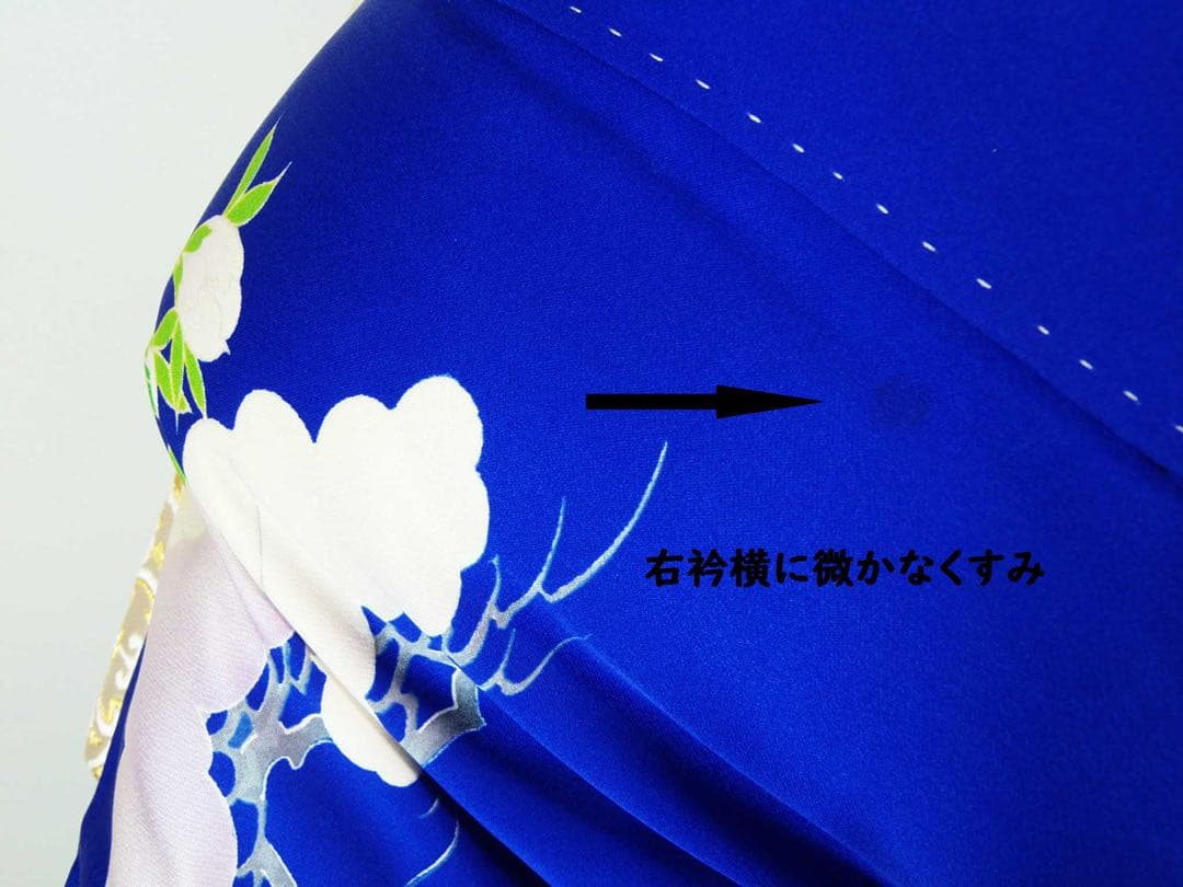 【豪華3点セット】振袖／濃紺地 藤花文様／銀駒刺繍／長襦袢・袋帯付き 晴れの日に