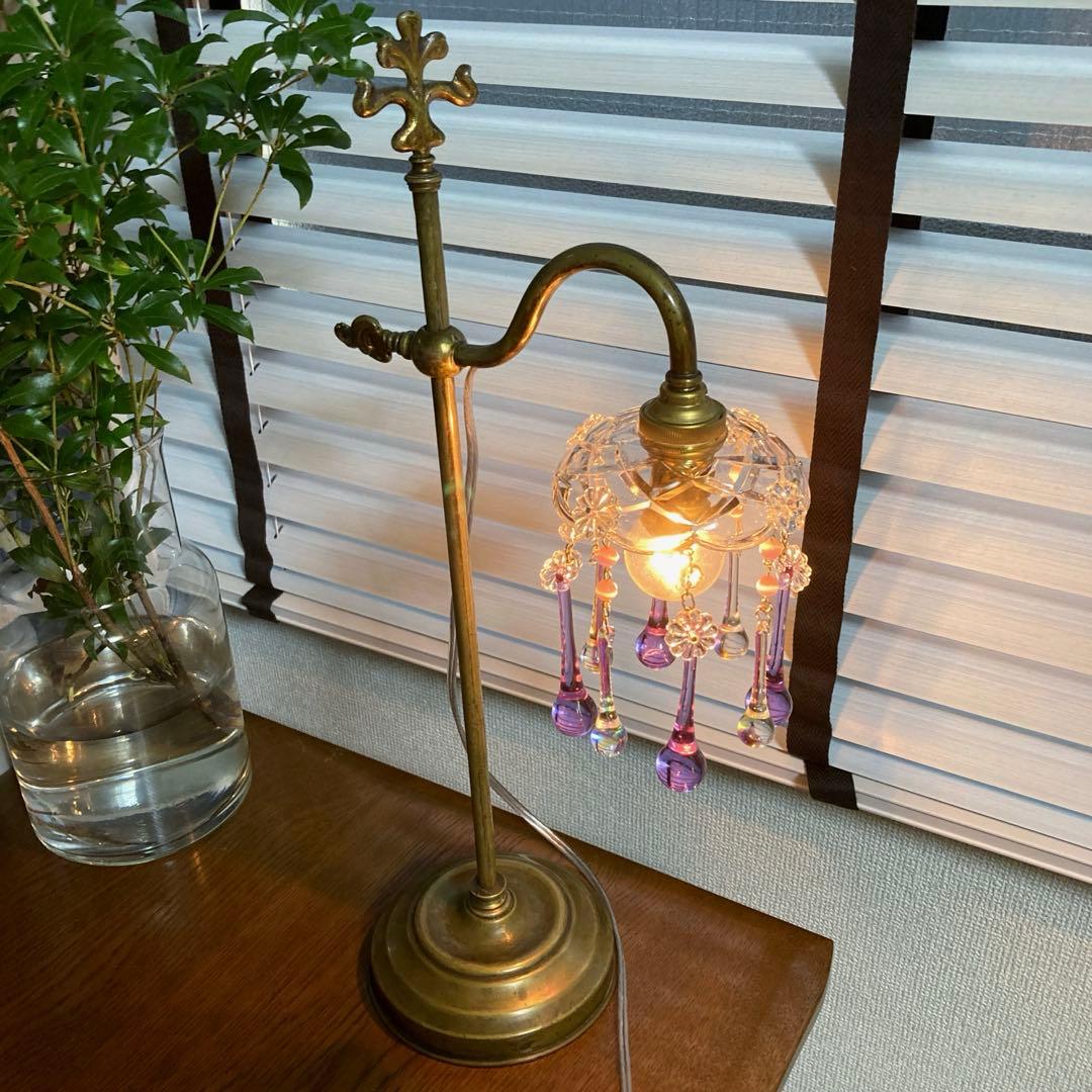 シャンデリア　1920年　フランス（紫と虹）アンティーク　オパールセント