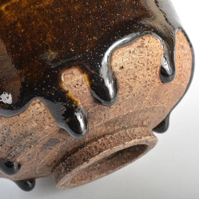 茶道具　瀬戸焼　飴釉　茶碗　銘「琢磨」　裏千家十五代鵬雲斎極め箱　D　R4723