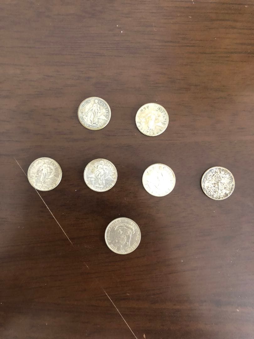 フィリピン10センタボ硬貨　1944年2枚、1945年4枚、1960年1枚、計7