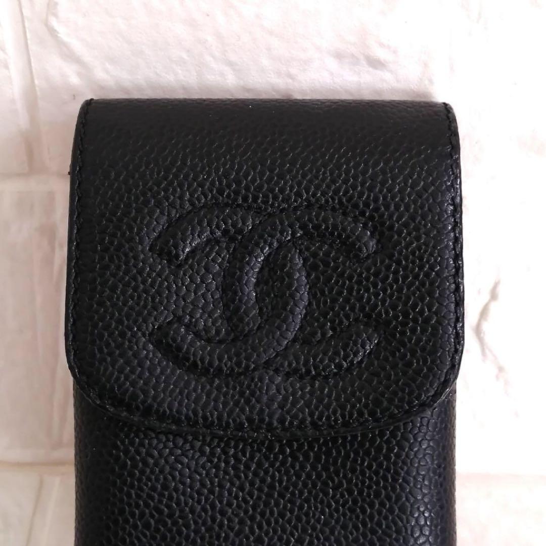 M　CHANEL ココマーク　キャビアスキン　シガレットケース