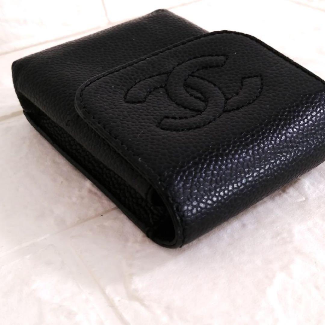 M　CHANEL ココマーク　キャビアスキン　シガレットケース