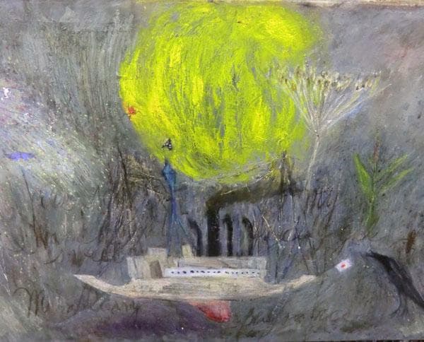 真作保証 藤本俊子　郷愁　太陽と舟　1957年　◆　油絵　1ｍ×65㎝　北海道