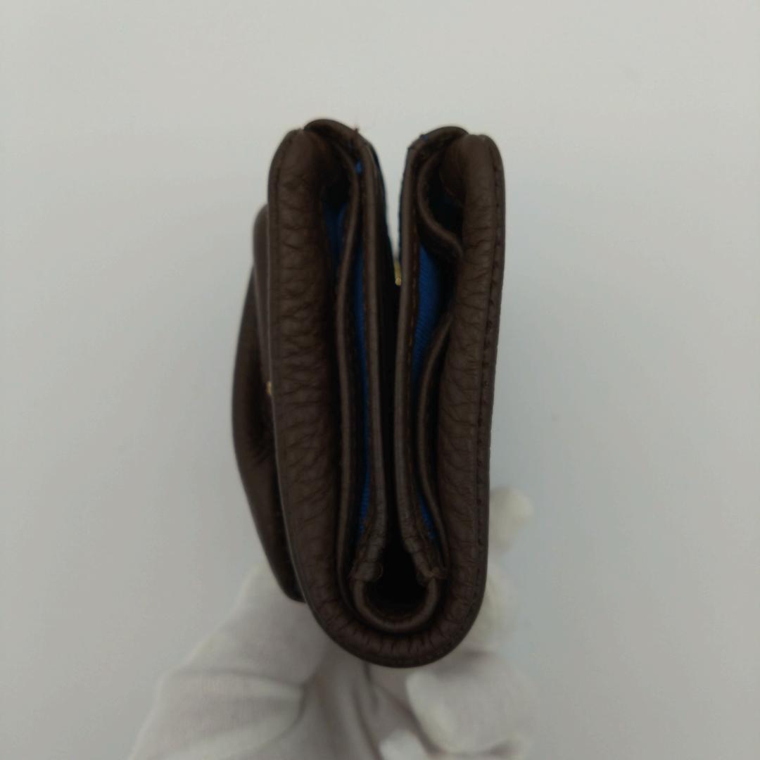 未使用 ear papillonner 牛革 がま口 ブラウン 二つ折り財布