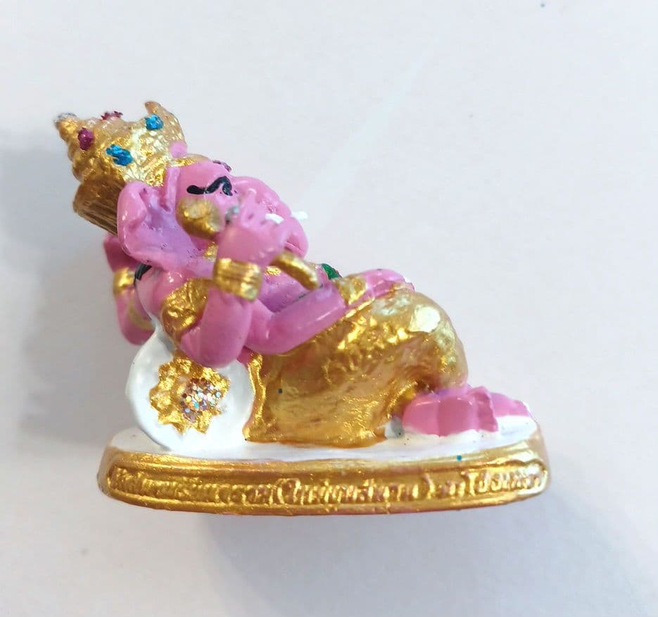 ピンクのガネーシャ像 ミニチュア置物（ゴールド）