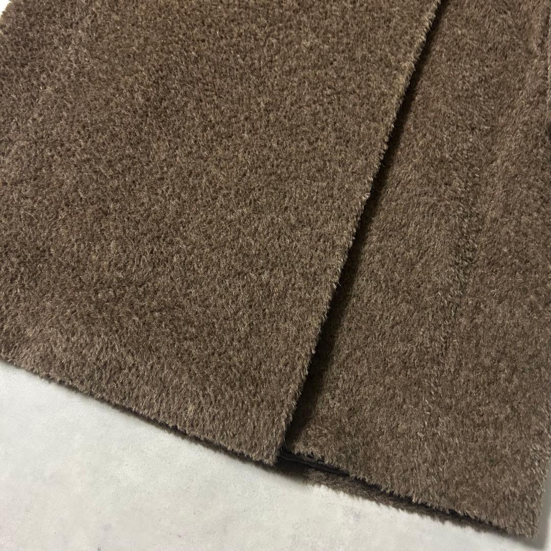 マックスマーラ 銀タグ アルパカシャギーコート ロング 裏地ロゴ ダブル