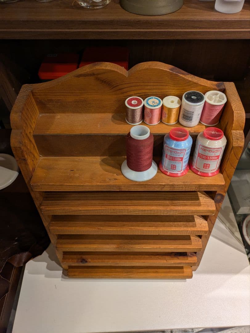 木製 収納棚 5段 ミシン糸収納棚 シェルフ ボビンケース 裁縫棚 ヴィンテージ