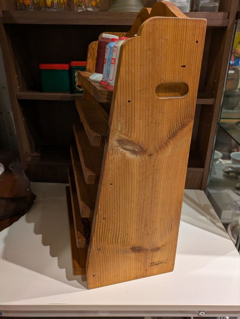 木製 収納棚 5段 ミシン糸収納棚 シェルフ ボビンケース 裁縫棚 ヴィンテージ