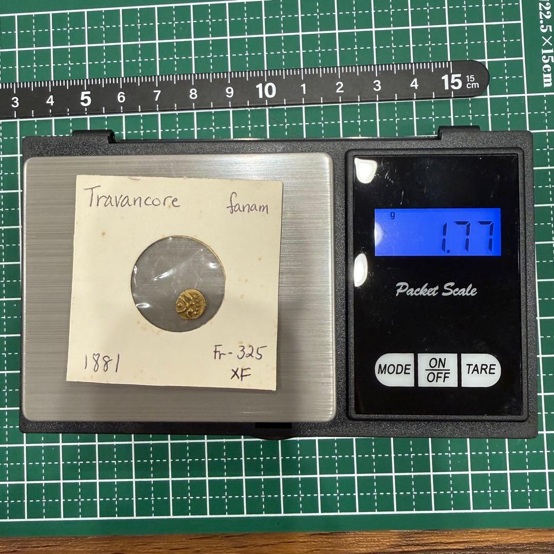 No.67 アンティーク 金貨 インド ファナム トラバンコール 1881