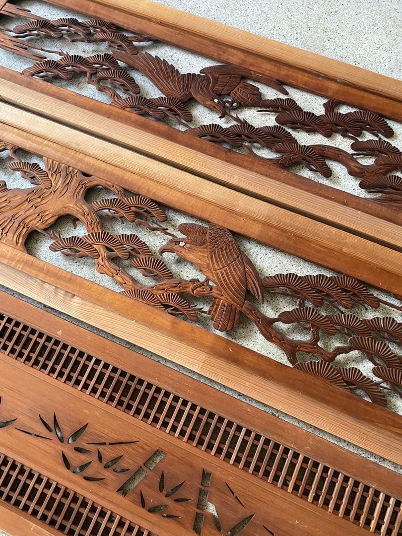 木製彫刻　欄間セット　らんま　　【バラ売り可能】和室 内装 古民家 彫刻 装飾