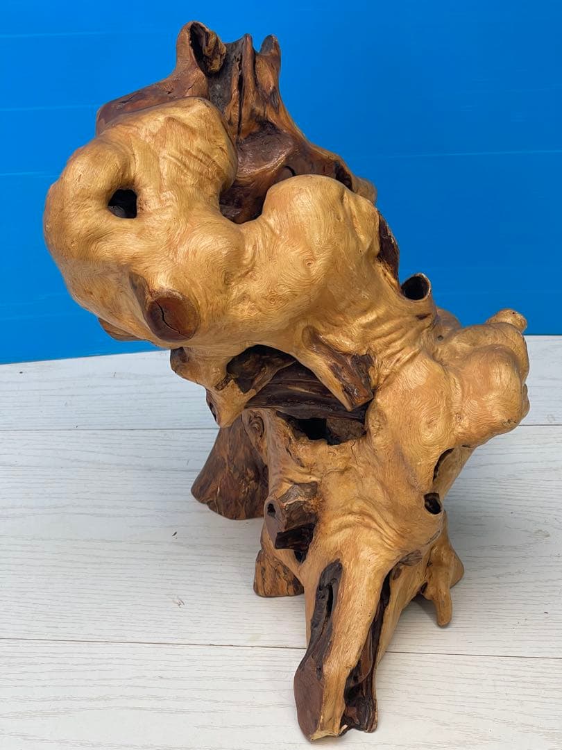 木製彫刻 自然な形状のオブジェ 約30cm