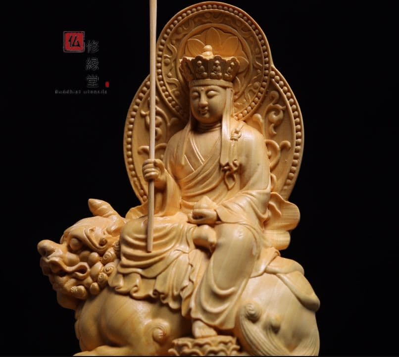 【修縁堂】極上彫 木彫り 仏像 地蔵菩薩座像 彫刻 仏教工芸品 柘植材