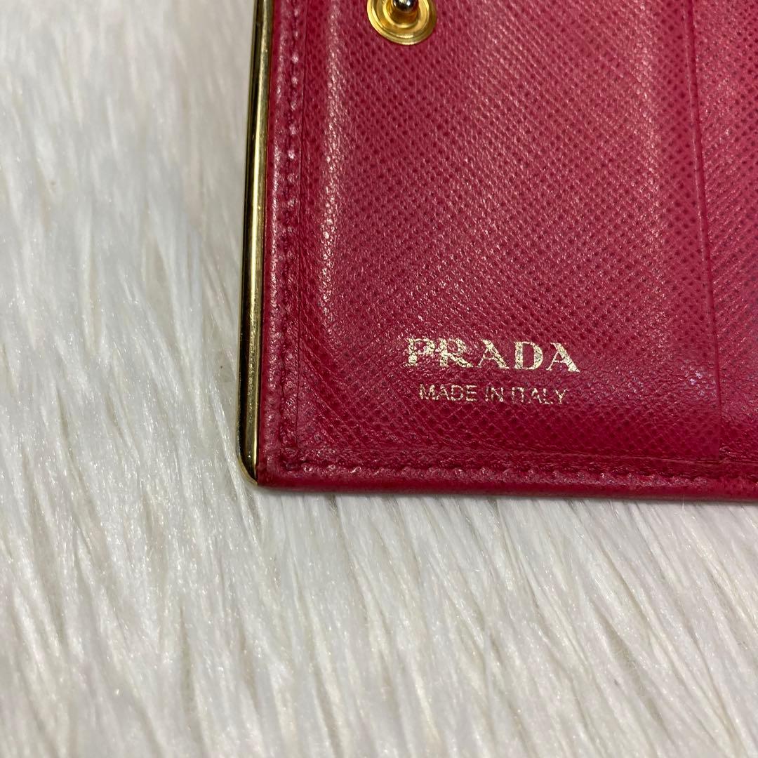 週末限定特価美品　PRADA プラダ　二つ折り　財布　コンパクト　ミニ　ピンク