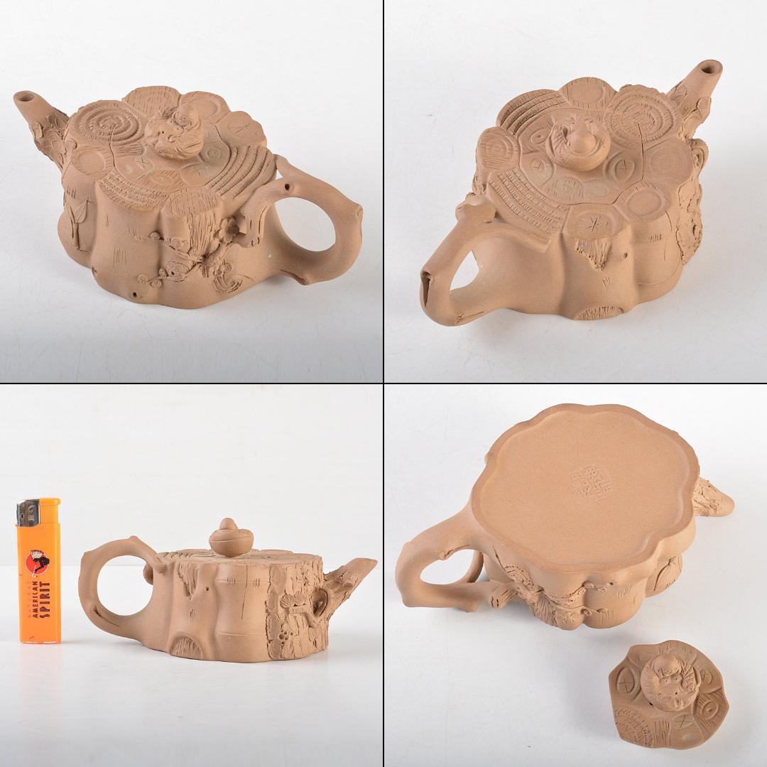 中国　紫砂　黄泥　布袋摘　梅文　急須　茶壷　在銘　C　R5770