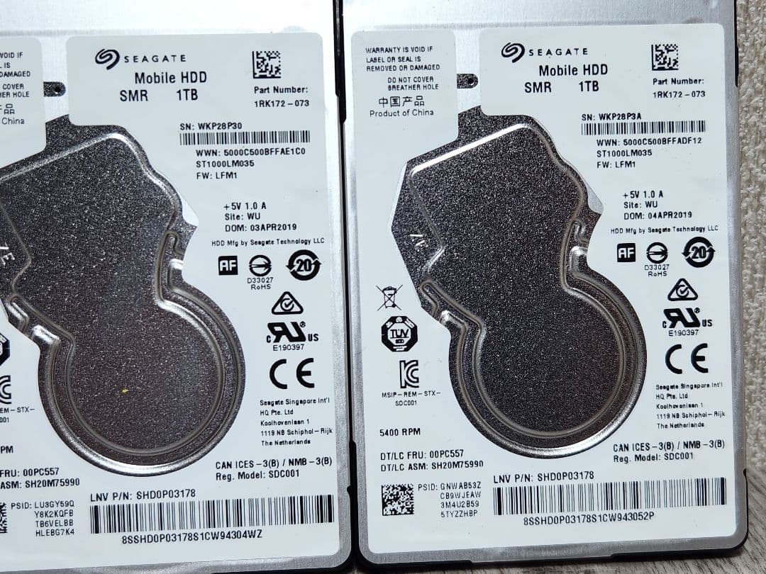 4枚まとめ HDD 2.5インチ 1TB 中古 正常品 SEAGATE