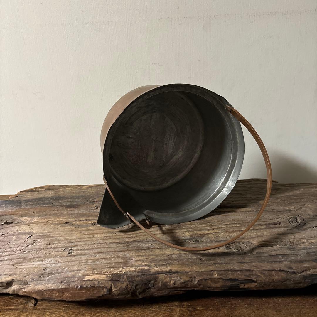 シャビー　古い片口銅鍋　その⑤コッパーケトル　薬缶　ガーデニング　古道具　李朝