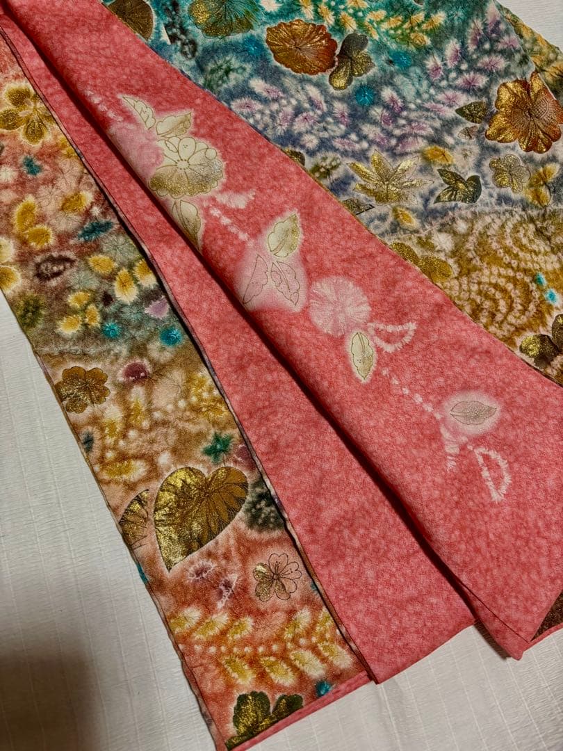 正絹　辻ヶ花6点セット　絞り染め　金通し撒き糊　瑞々しいサーモンピンク　トール