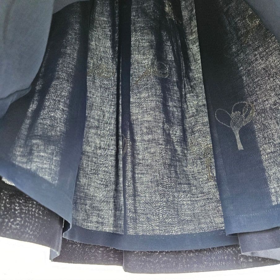 希少★ミナペルホネン mademoiselle リネン混タックスカート 刺繍