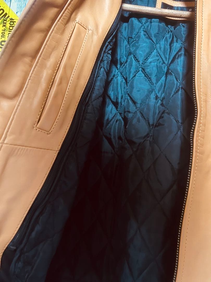 Liugoo Leathers シングルライダース 本革レザー 牛革 ブラウン