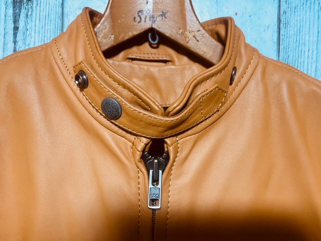 Liugoo Leathers シングルライダース 本革レザー 牛革 ブラウン