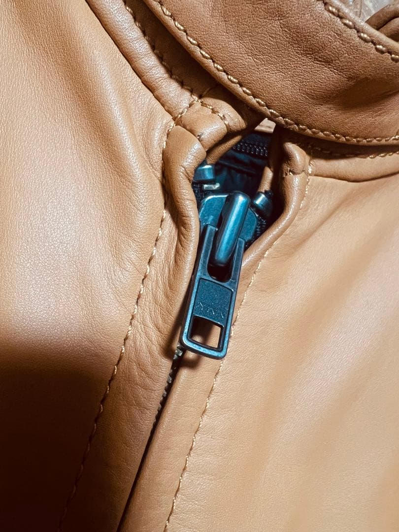 Liugoo Leathers シングルライダース 本革レザー 牛革 ブラウン