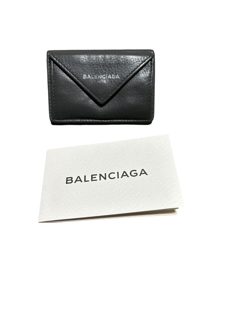 BALENCIAGA ペーパーミニ 三つ折り財布 ダークグレー