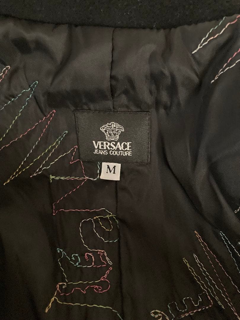 ヴェルサーチVersace★M黒ウールコート裏地メデューサヴィンテージ